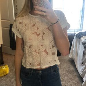 mesh floral crop top!!